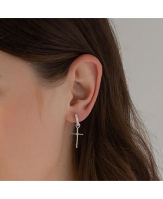 Sterling Silver 18k Gold Plated Ariel Cross Necklace & Mismatching Cross Earrings Set Holiday Gift Guide