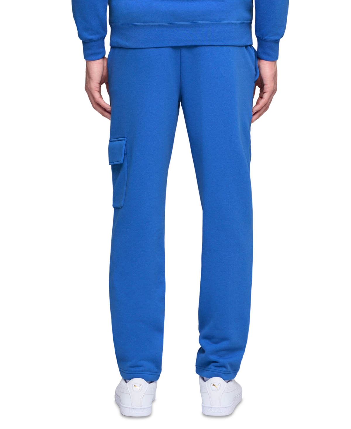 Puma Men's Ess Regular-fit Logo Embossed Fleece Cargo Pants In Blue