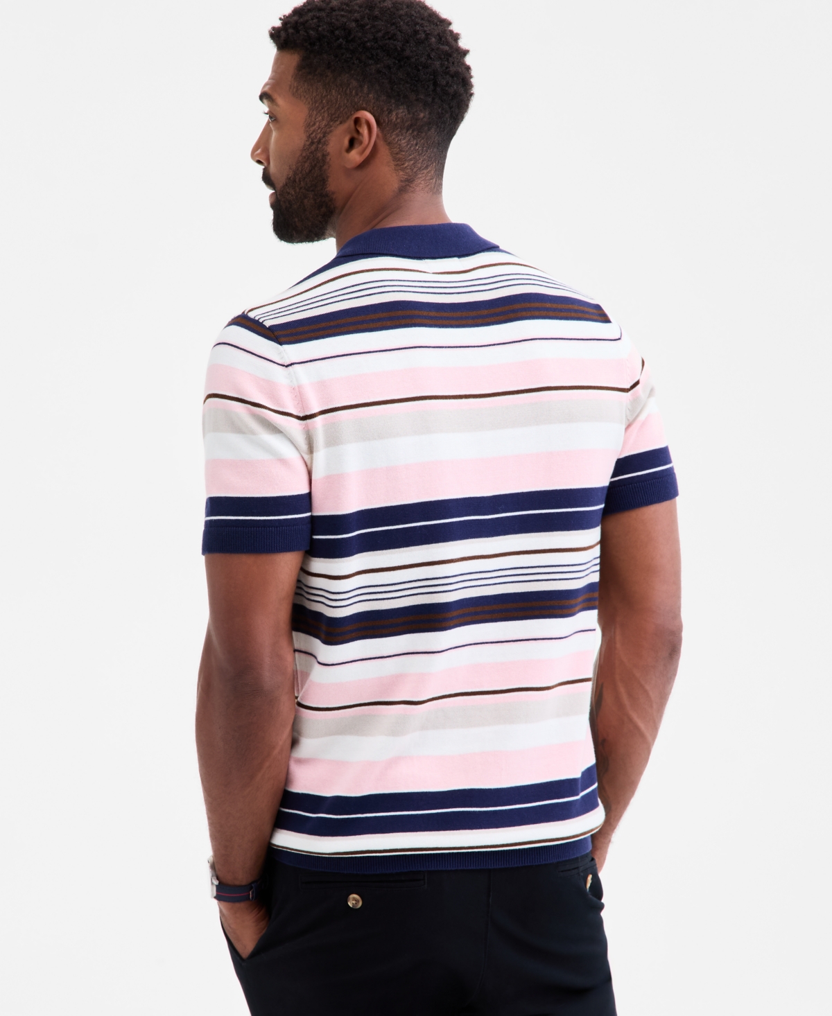 Club Room Men's Short Sleeve Striped Polo Sweater, Macy's Exclusive