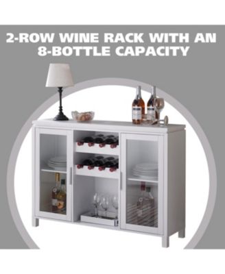 Neiman Buffet Sideboard Wood Wine Rack Cabinet Table with 2 Wine Shelf to Hold 8 Bottles