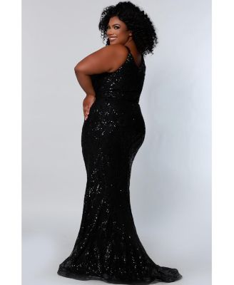 Women's Scoop Neck Fitted Sequin Evening Gown