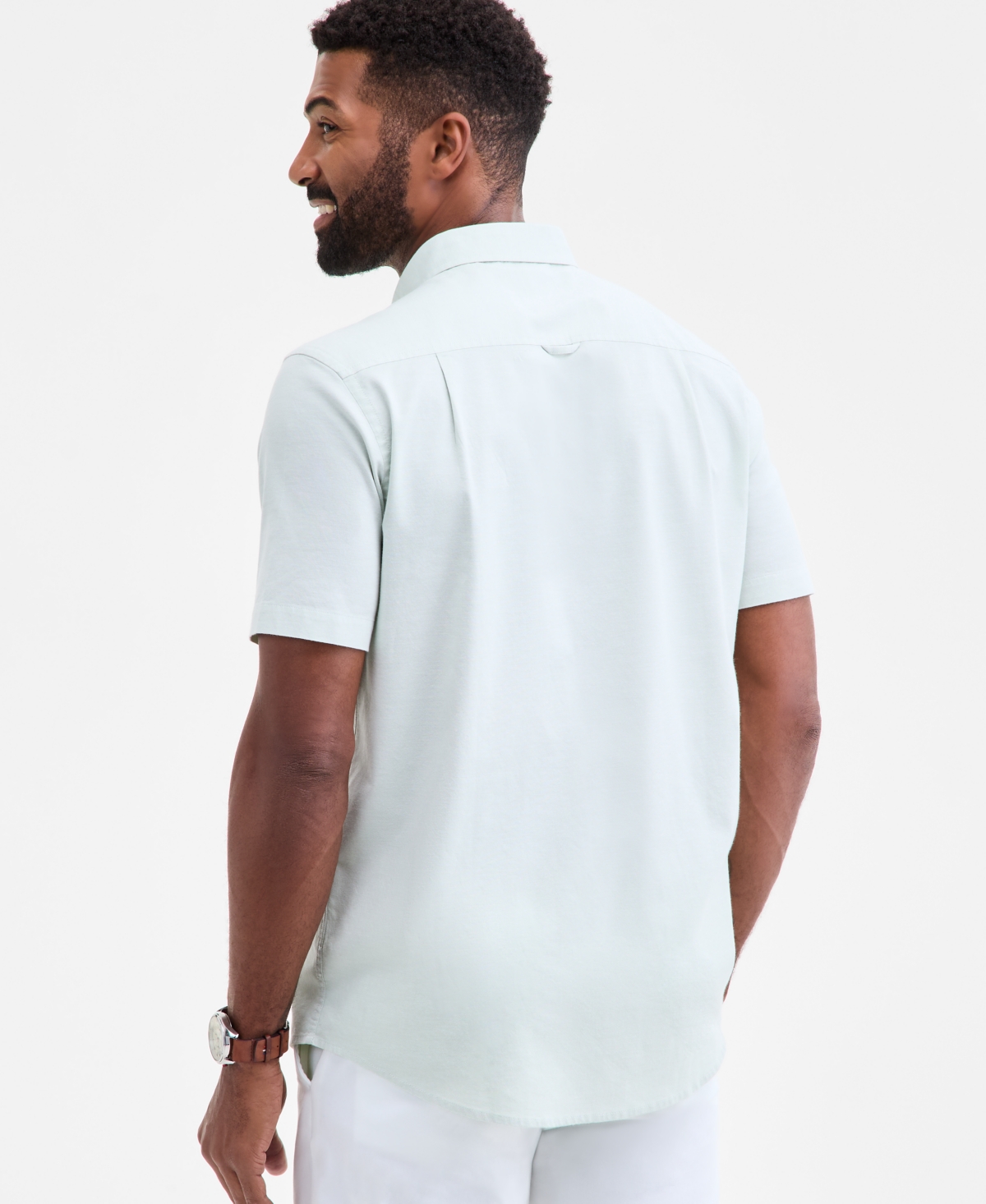 Club Room Men's Short Sleeve Button-down Oxford Shirt, Created For Macy's In Green