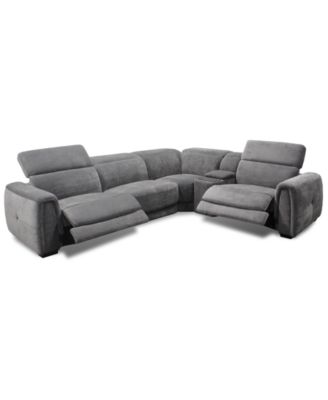 Brownell 5-Pc. L-Shape Sectional with 3 Power Motion Chairs & 1 Console, Exclusively at Macy's