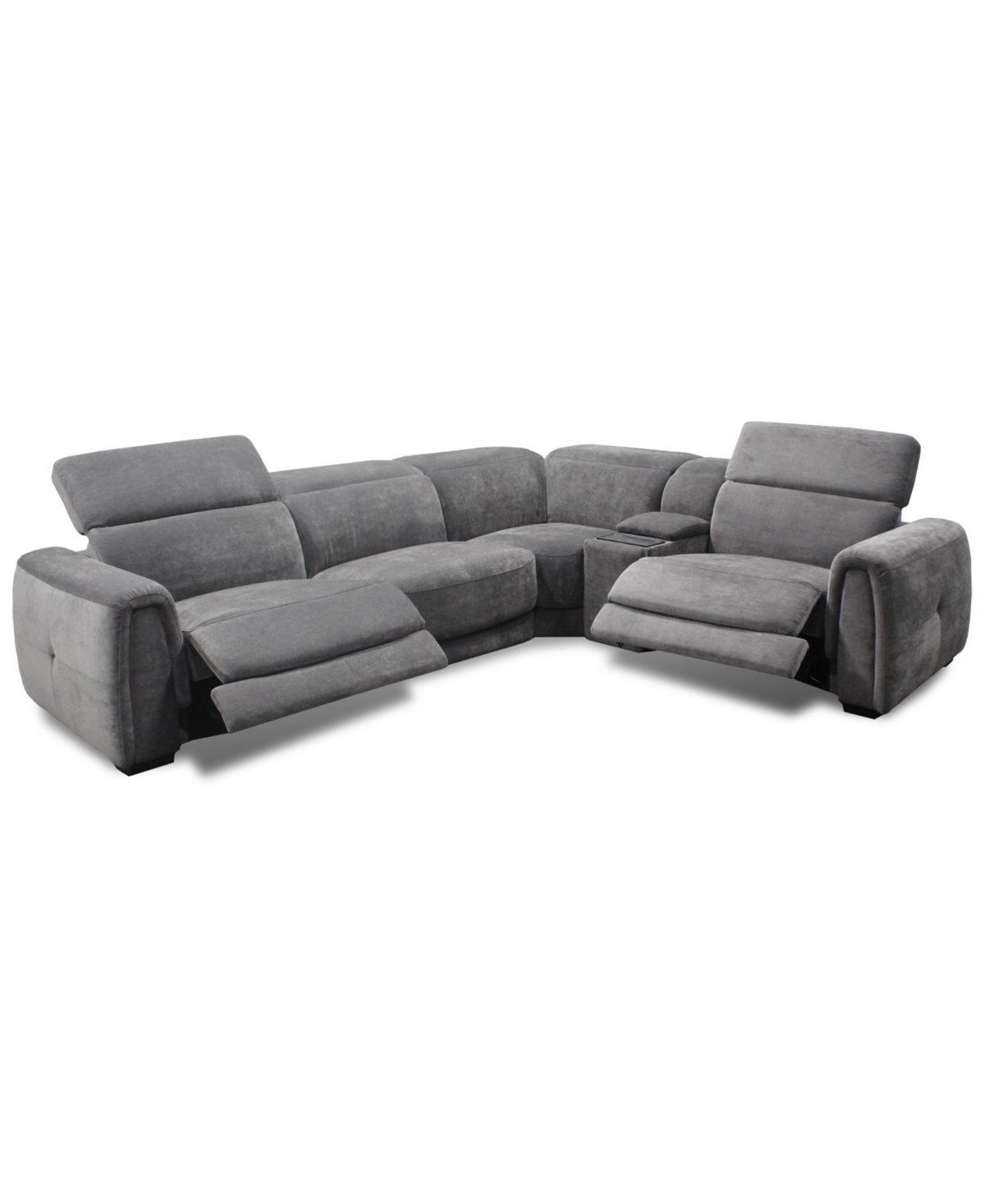 Macy's Brownell 5-pc. L-shape Sectional With 3 Power Motion Chairs & 1 Console, Exclusively At  In Gray