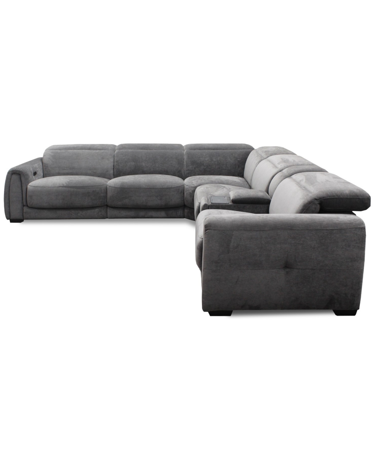 Macy's Brownell 6-pc. L-shape Sectional With 3 Power Motion Chairs & 1 Console, Exclusively At  In Gray