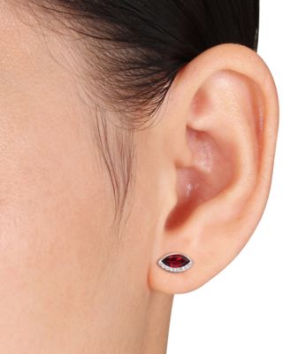 Blue Topaz (1/4 ct. t.w.) & Diamond (1/10 ct. t.w.) Marquise Stud Earrings in 14k Gold (Also in Garnet, Amethyst, & Peridot)