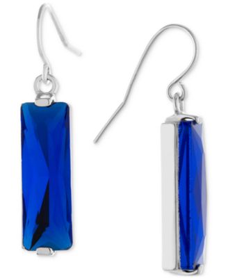 Macy's - Color Crystal Rectangle Drop Earrings in Sterling Silver