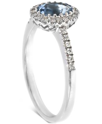 Aquamarine (5/8 ct. t.w.) & Diamond (1/5 ct. t.w.) Halo Ring in 14k White Gold