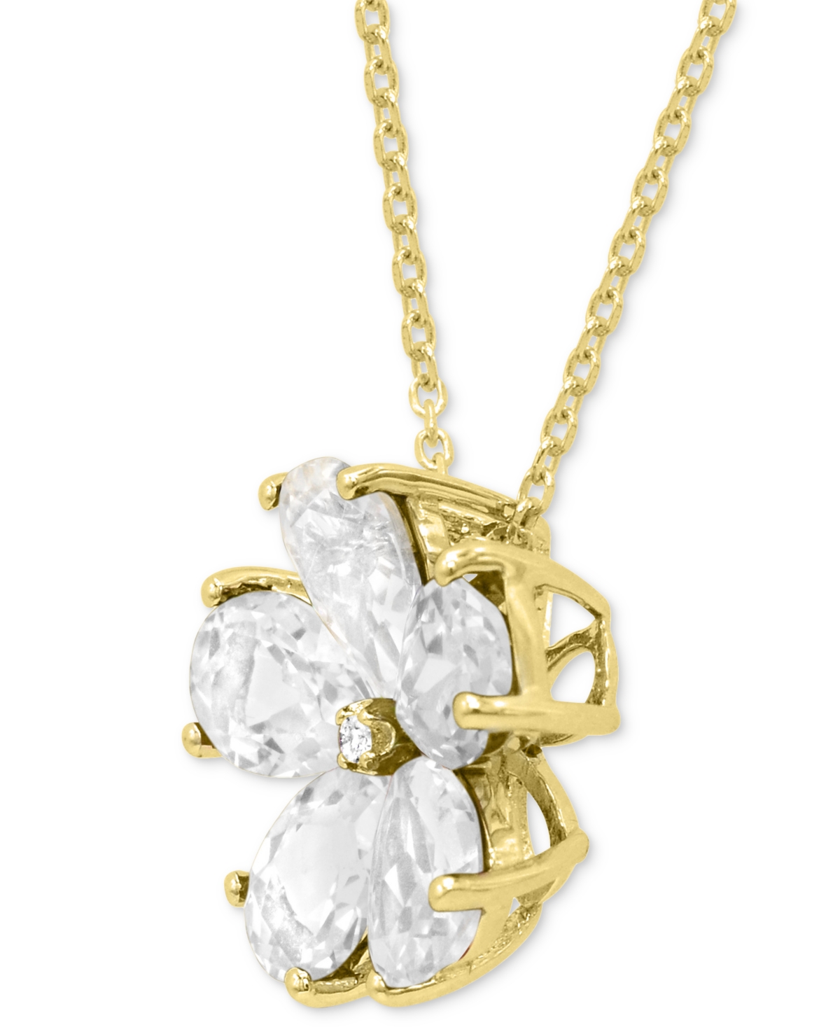 Macy's Amethyst (3-1/4 Ct. T.w.) & Diamond Accent Flower 18" Pendant Necklace In Sterling Silver (also Avai In White