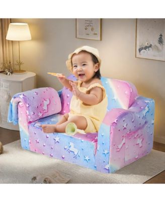 Perfect Sleeper Extra Convertible Sofa to Lounger, Comfy 2-in-1 Flip Open Couch Sleeper for Kids Pink Small Sofa