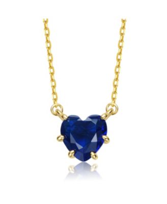 Heart-Shaped Colored Cubic Zirconia Solitaire Necklace