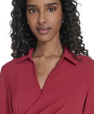 Women's Collared Long-Sleeve A-Line Dress