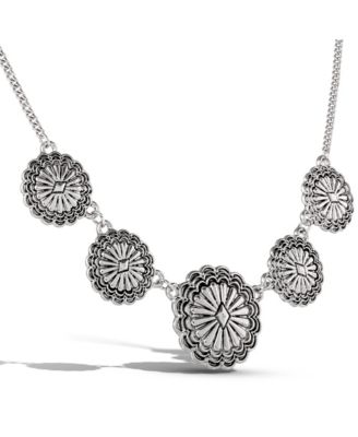 Statement Medallion Necklace in Antiqued Silver