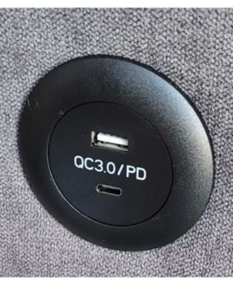 95"W Gray Woven Fabric Reversible Sleeper Sectional Sofa with Storage Chaise Cup Holder Charging Ports and Pockets