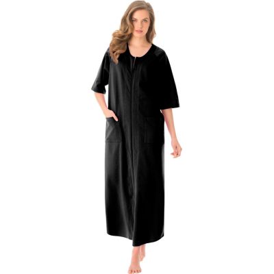 Petite Plus Long French Terry Zip-Front Robe