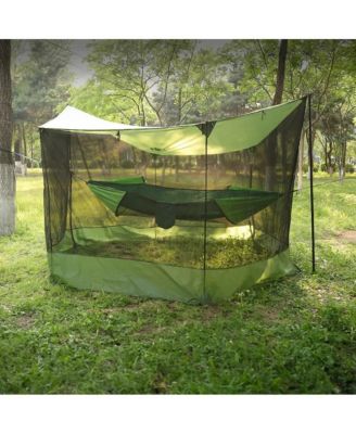 WildHaven Mesh Shelter – 18' x 11' Freestanding Screen Tent with Poles & Rainfly for Bug-Free Camping, Hammocks, Picnics, and Beach Adventures