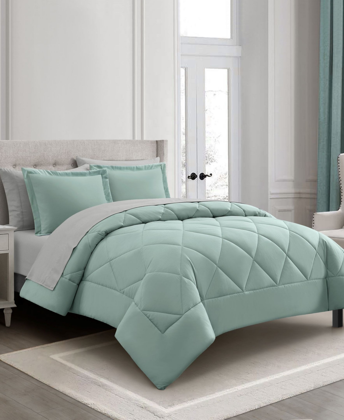 Stratford Park Arelia Geometric 7-pc. Comforter Set, Full In Green