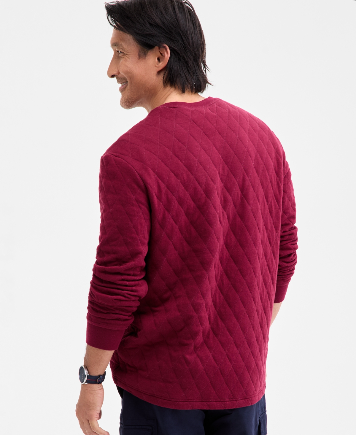 Club Room Men's Quilted Crewneck Sweatshirt, Macy's Exclusive In Red