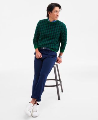 Men's Houndstooth Crewneck Sweater, Macy's Exclusive