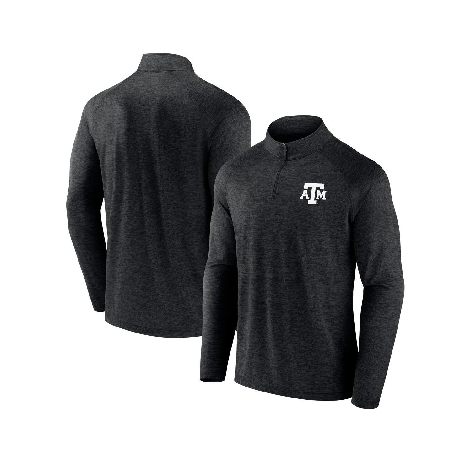 Men's Charcoal Texas A&M Aggies Primary Logo Raglan Quarter-Zip Hoodie