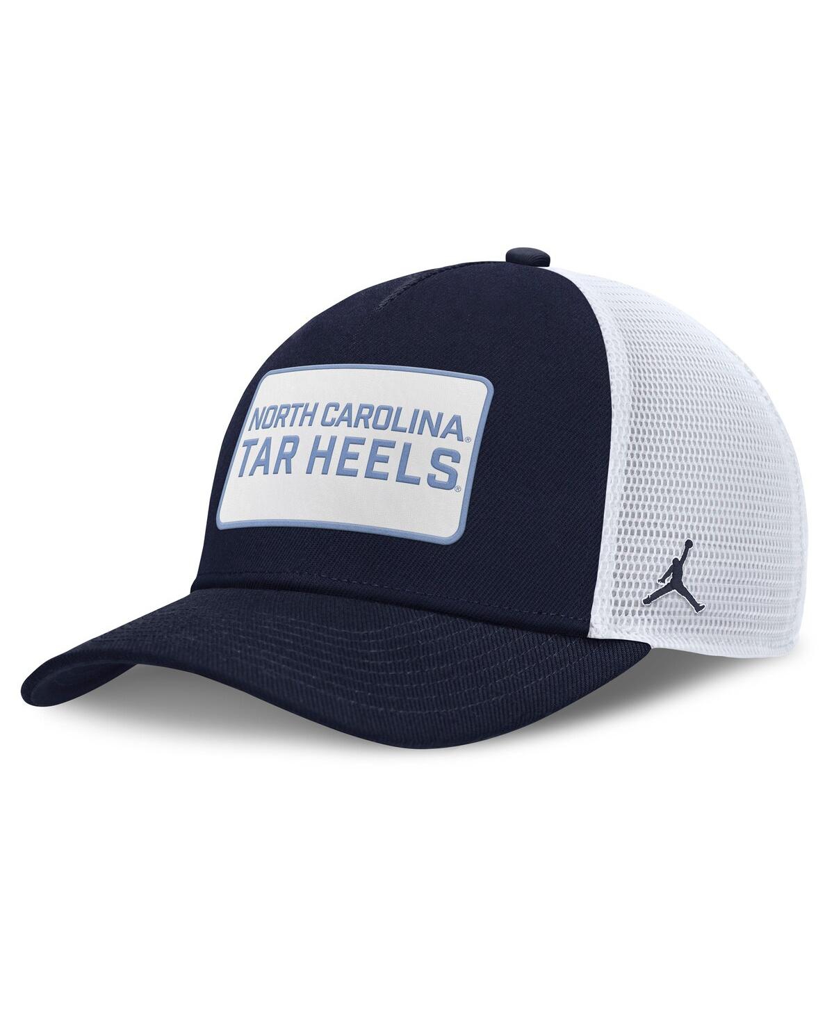 Jordan Men's Navy/white North Carolina Tar Heels 2025 On-field Rise Patch Trucker Adjustable Hat In Multi