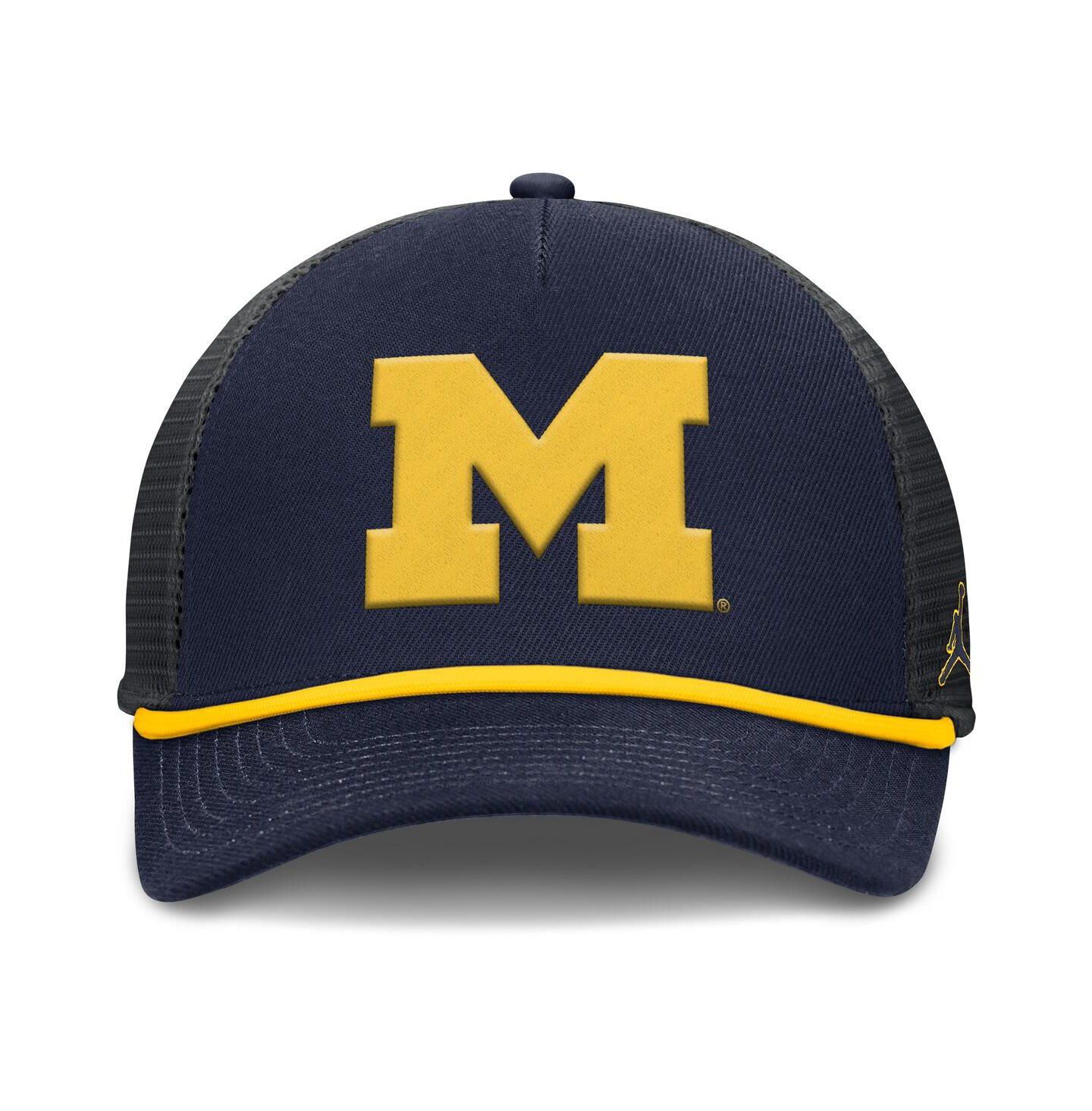 Мужская кепка Jordan Navy Michigan Wolverines Rise Primetime Trucker Adjustable Hat — фото 2