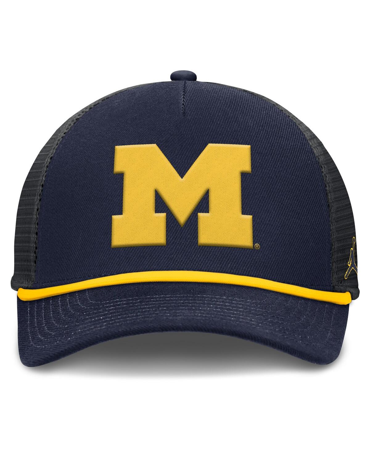 Jordan Men's Navy Michigan Wolverines Rise Primetime Trucker Adjustable Hat In Blue