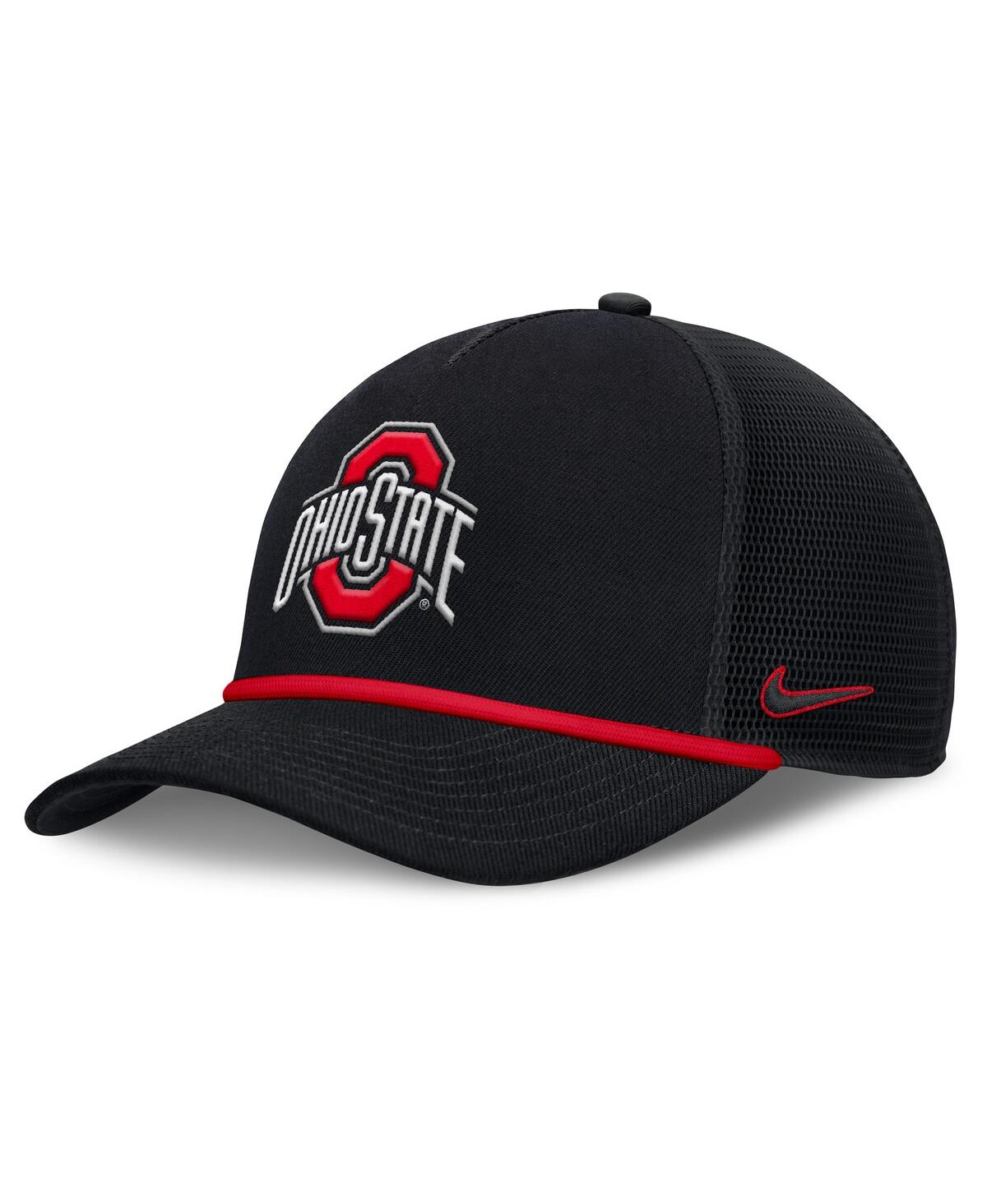 Nike Men's Black Ohio State Buckeyes Rise Primetime Trucker Adjustable Hat In Black