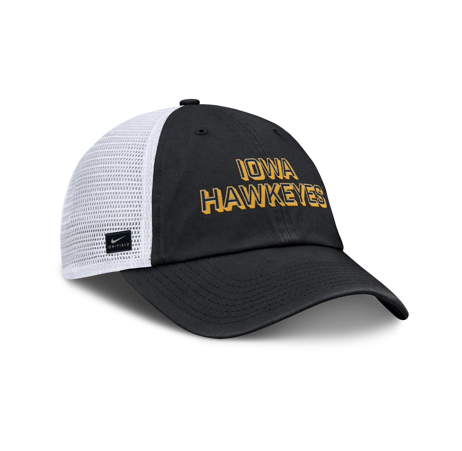 Men's Black Iowa Hawkeyes 2025 Gameday On-Field Club Adjustable Trucker Hat