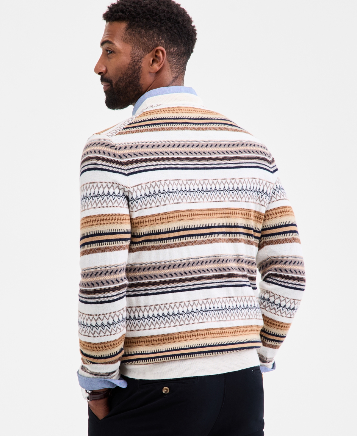 Club Room Men's Cameron Fair Isle Crewneck Sweater, Macy's Exclusive In Multi