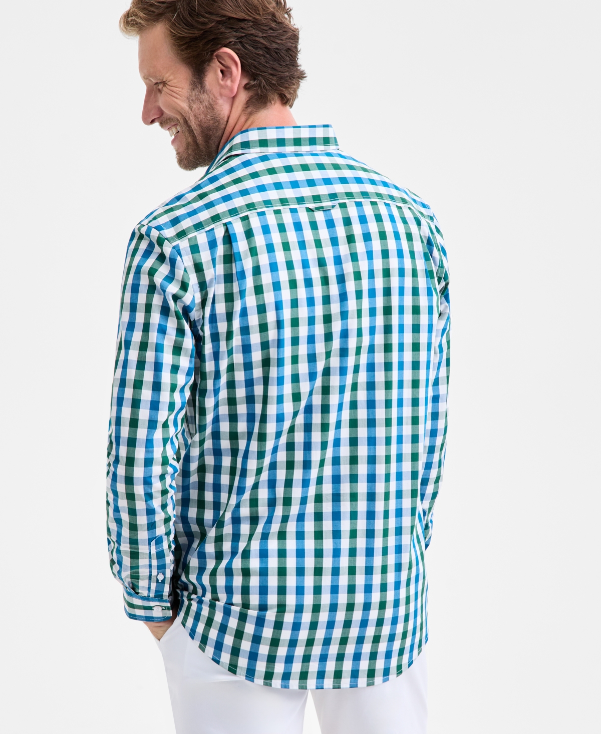 Club Room Long Sleeve Gingham Check Button-Down Shirt, Macy's Exclusive
