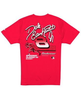 Men's Red Dale Earnhardt Jr. Budweiser x MLB 2025 Speedway Classic Car T-Shirt