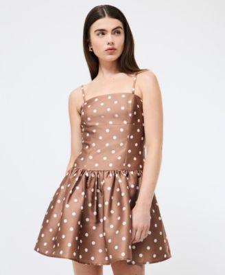 Women's Structured Taffeta Polka-Dot Dress