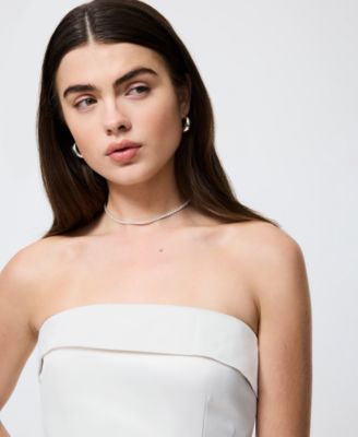 Women's Structured Satin Strapless Dress