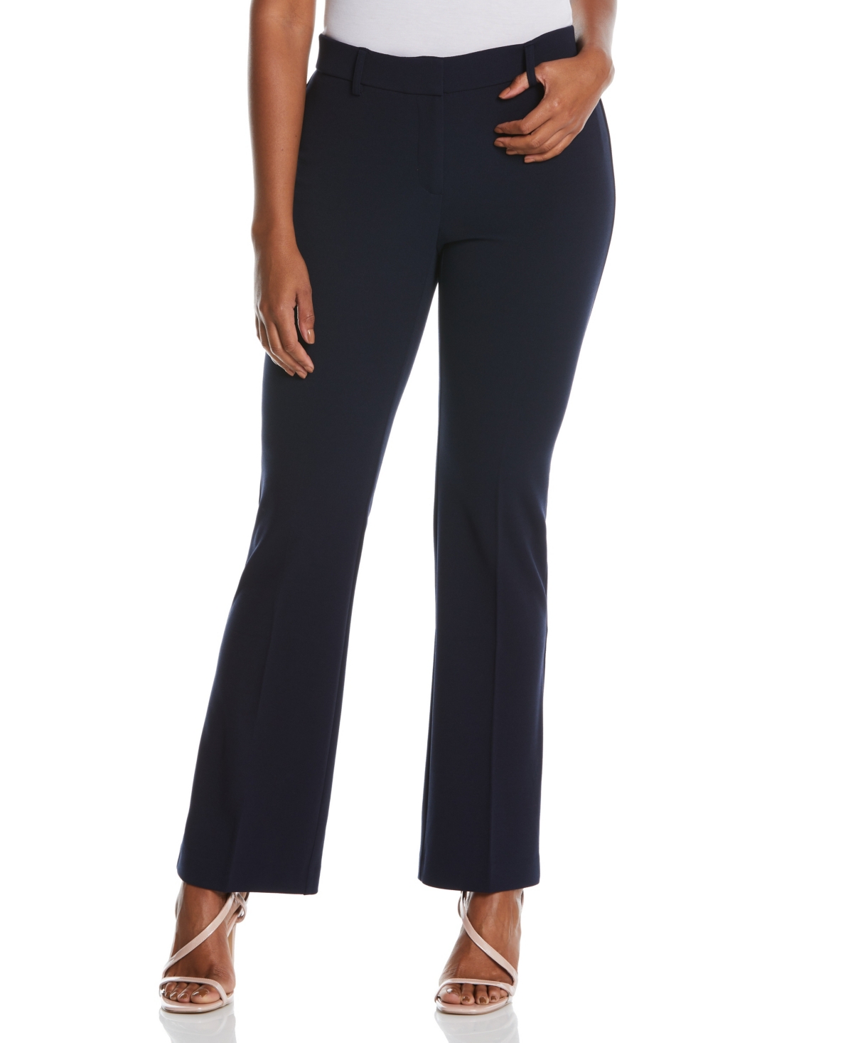Petite Stretch Pull On Classic Fit Crepe Pants - Navy