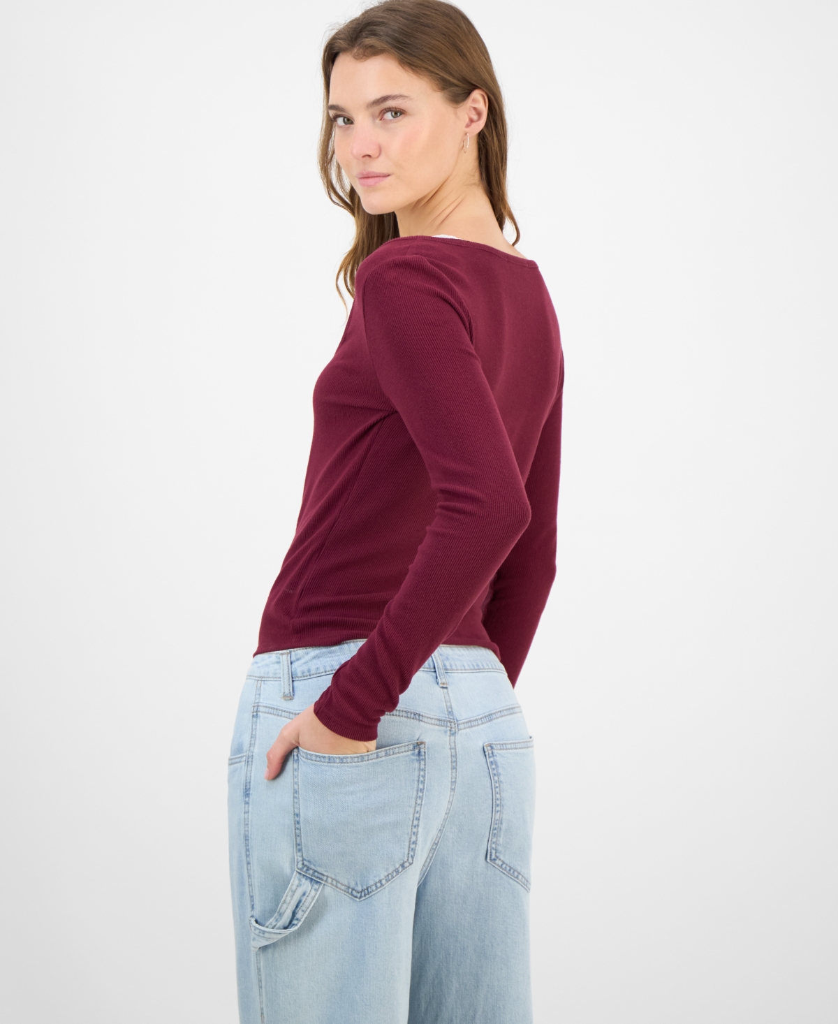 Hippie Rose Juniors' Two-piece Camisole & Cardigan Top In Burgundy