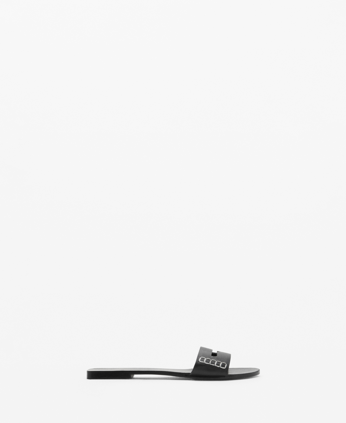 Mango Leather Sticth Detail Cut Out Sandals In Black
