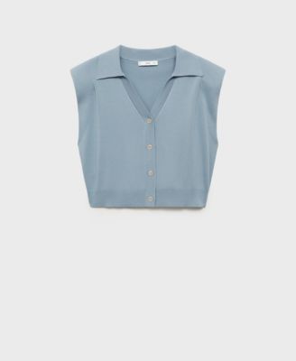 Women's Fine Knit Shoulder Pad Sweater Vest