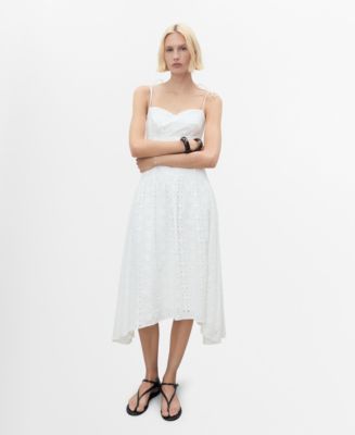 knee length dresses for ladies MANGO. White polka dot dress. TL – Hibuy market main image 0