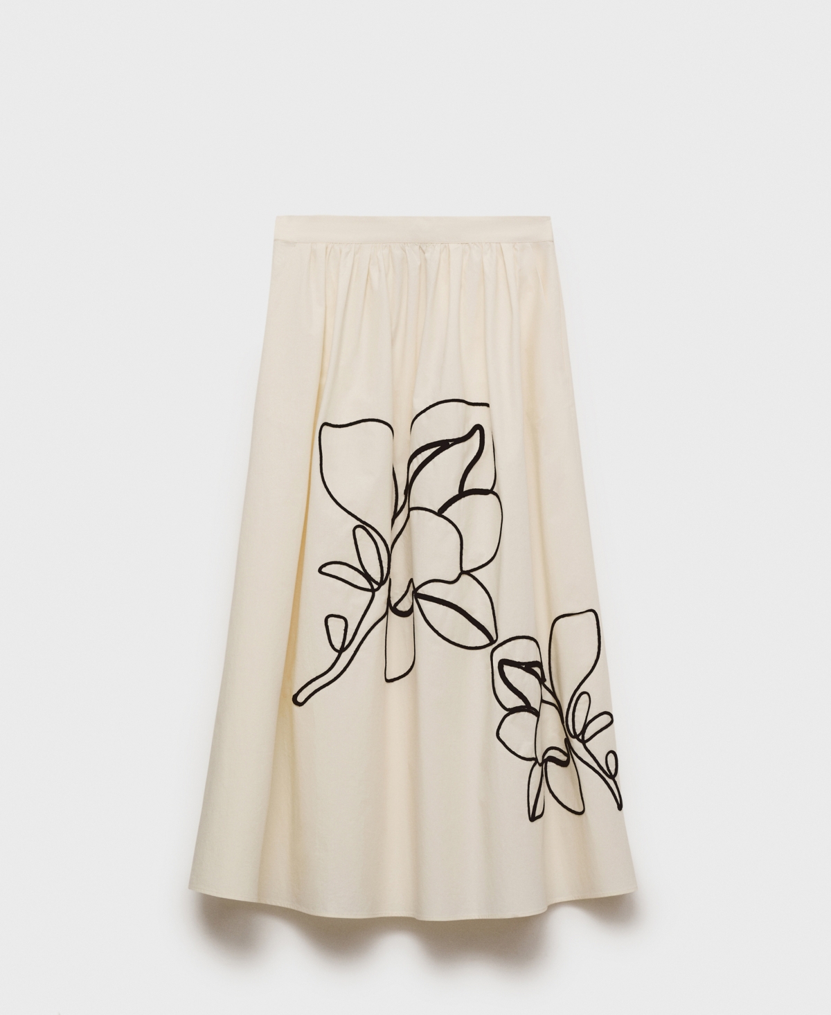 Mango Women's Embroidered Cotton Skirt In White