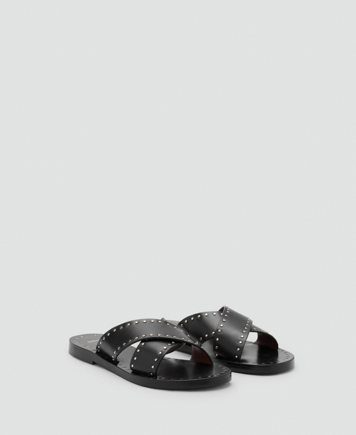 Women's Studded Leather Sandals - Black
