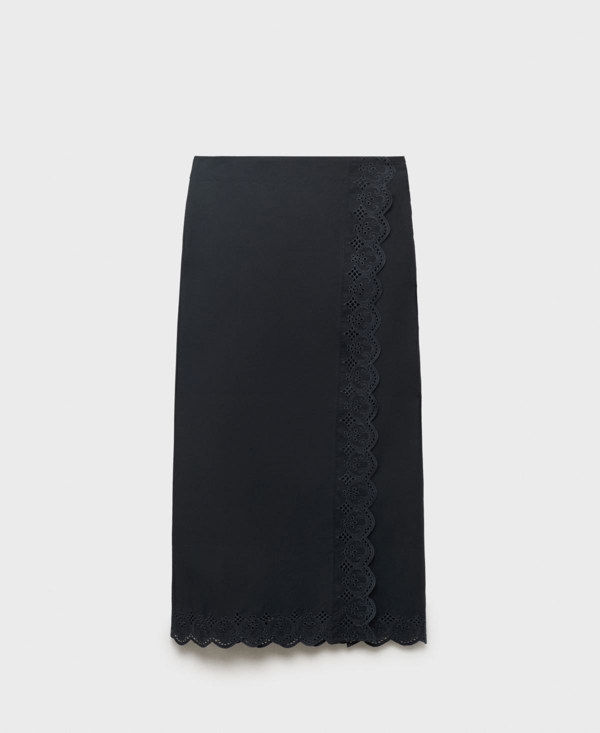 Mango Women's Embroidered Cotton Skirt In Black