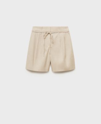 Women's Bow Belt Linen Shorts