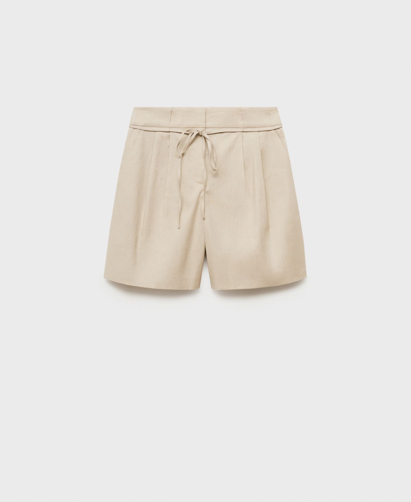 Женские шорты Mango Bow Belt Linen, цвет: Бежевый — фото 4