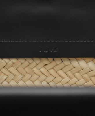 Women's Leather Fringes Natural Fiber Handbag