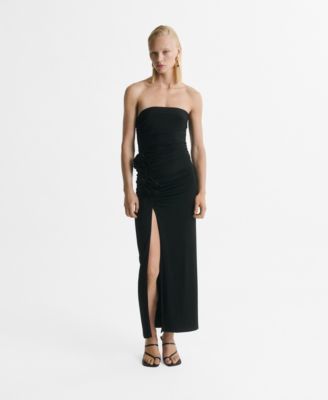 MANGO - Women's Flower Detail Strapless Dress