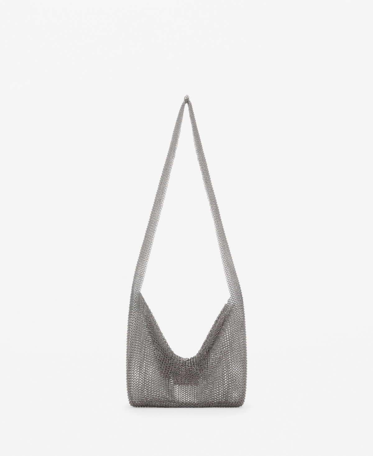 Mango Women's Metal Mesh Shoulder Bag In Silver