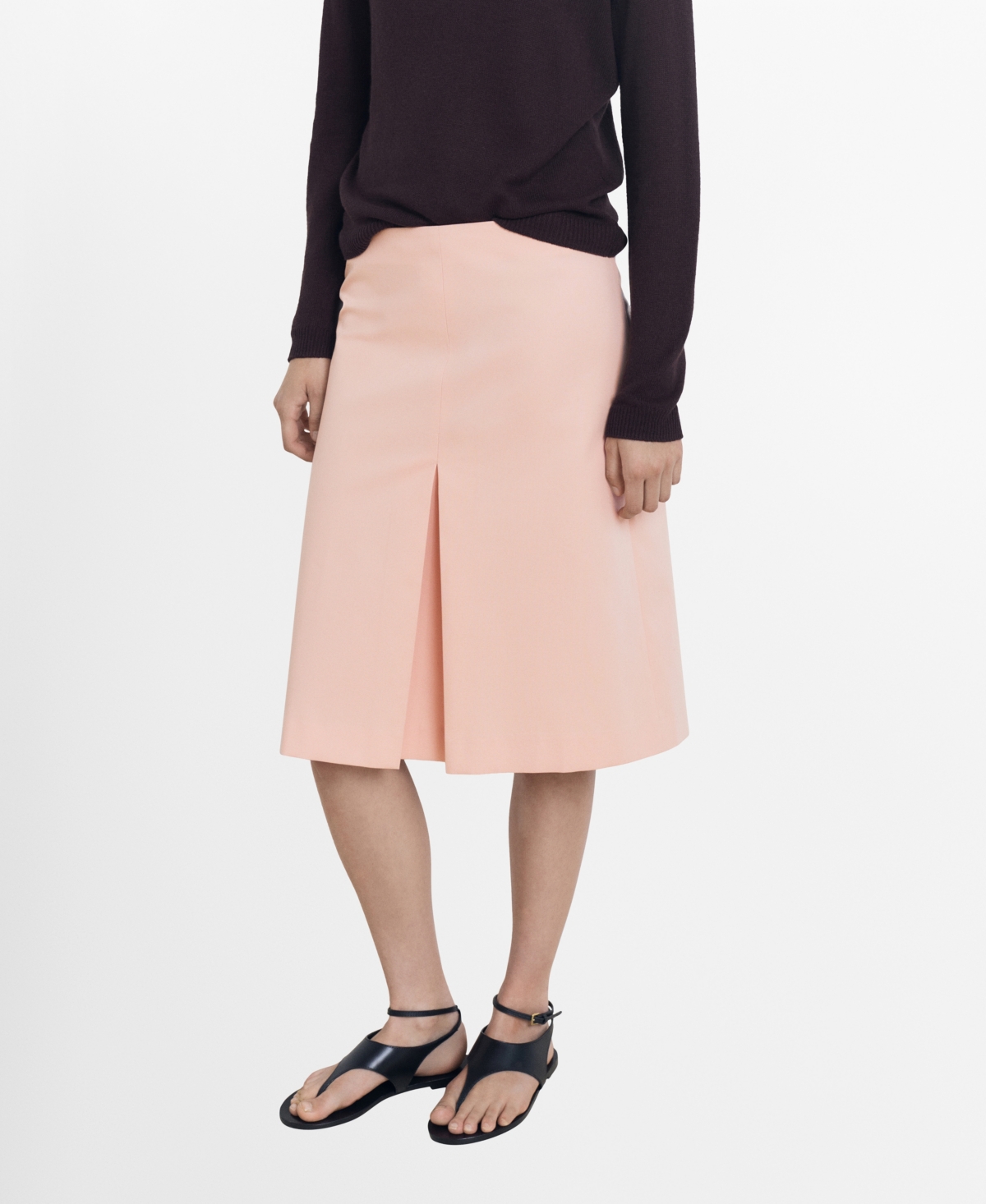 Mango Women's Pleat Detail Cotton Midi Skirt In Pink
