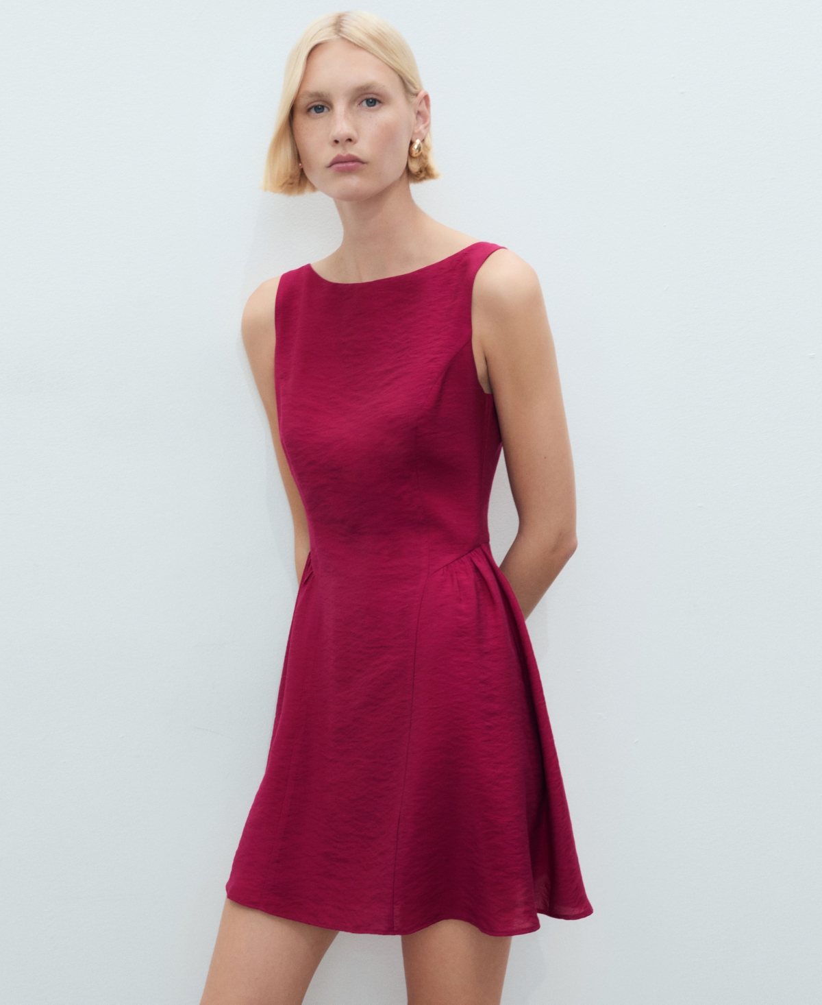Mango Drop Waist Sleeveless Mini Dress In Red