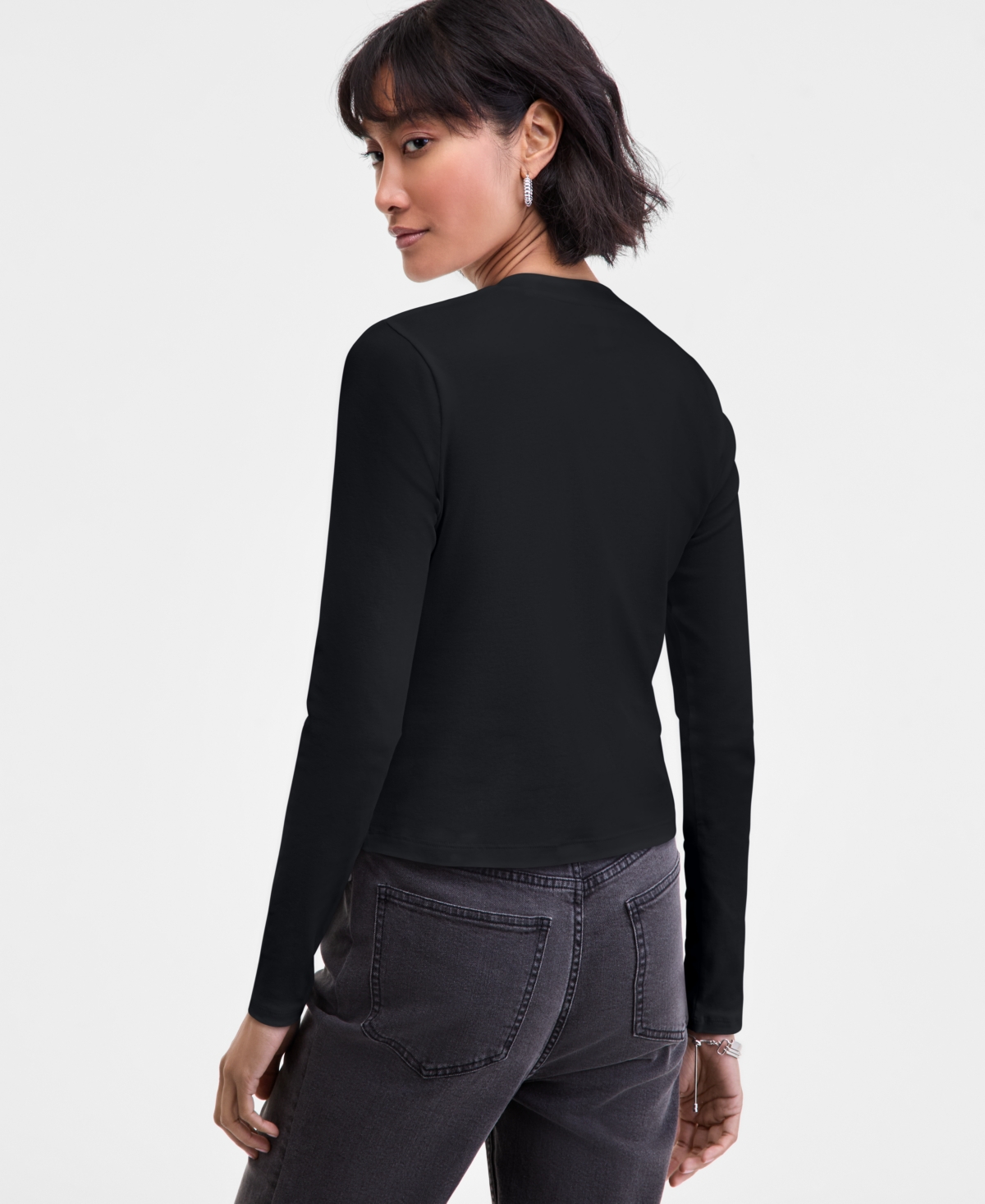 On 34th Women's Long-sleeve Top, Macy's Exclusive In Black